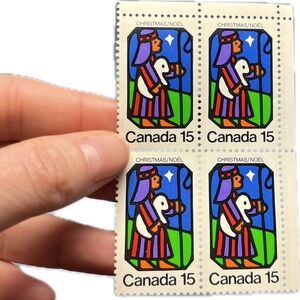 🎈5/$20 - #628 CANDA 1973 “Shepherd and Star” 15¢ UR 4-Stamp Plate Block.